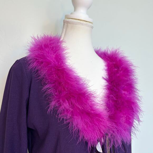 y2k fur collar cardigan - Picture 2 of 7